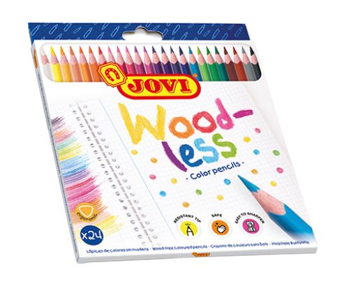 JOVI Woodless Pencil set of 24 vivid colors, ideal for creative kids aged 3+, featuring a smooth, break-resistant design.