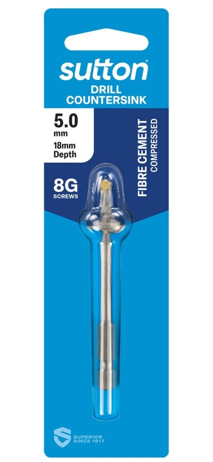 Sutton Drill TCT & Countersink TCT Hex Shank D 5.0MMx18MM (Each)