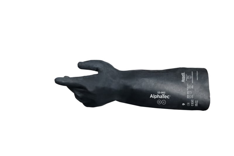 AlphaTec 53-002 Butyl Chemical Gauntlet Gloves (Pair) - Black - 11