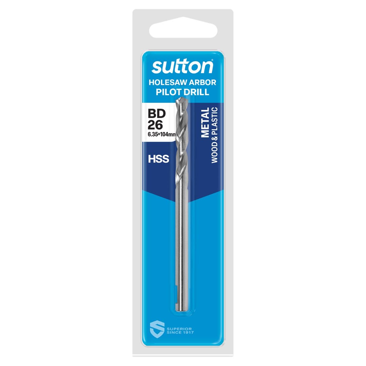Sutton Holesaw Arbor Pilot Drill 6.35x105mm (Each)