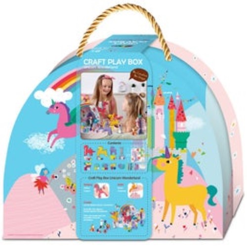 Avenir Craft Play Box featuring a unicorn theme, includes DIY materials for creating unicorns and decorations, perfect for ages 8+.