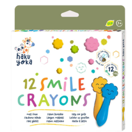 Colorful Haku Yoka 12 Colors Smile Crayons designed for toddlers, promoting creativity and fine motor skills with mess-free fun.