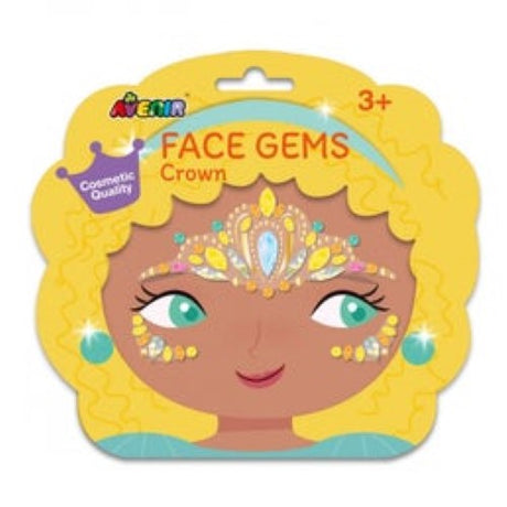 Avenir Face Gems Crown featuring colorful cosmetic gems for decorating face, body, nails, and hair, ideal for ages 3 and up.