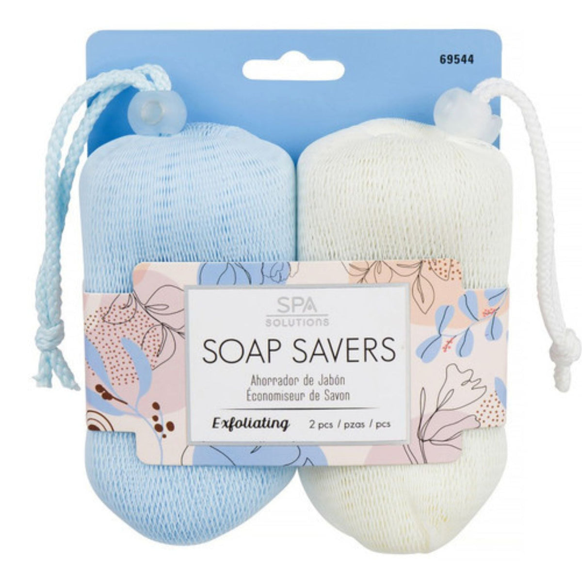 CALA Soap Saver Exfoliating Sponge 2pc - Blue & Beige
