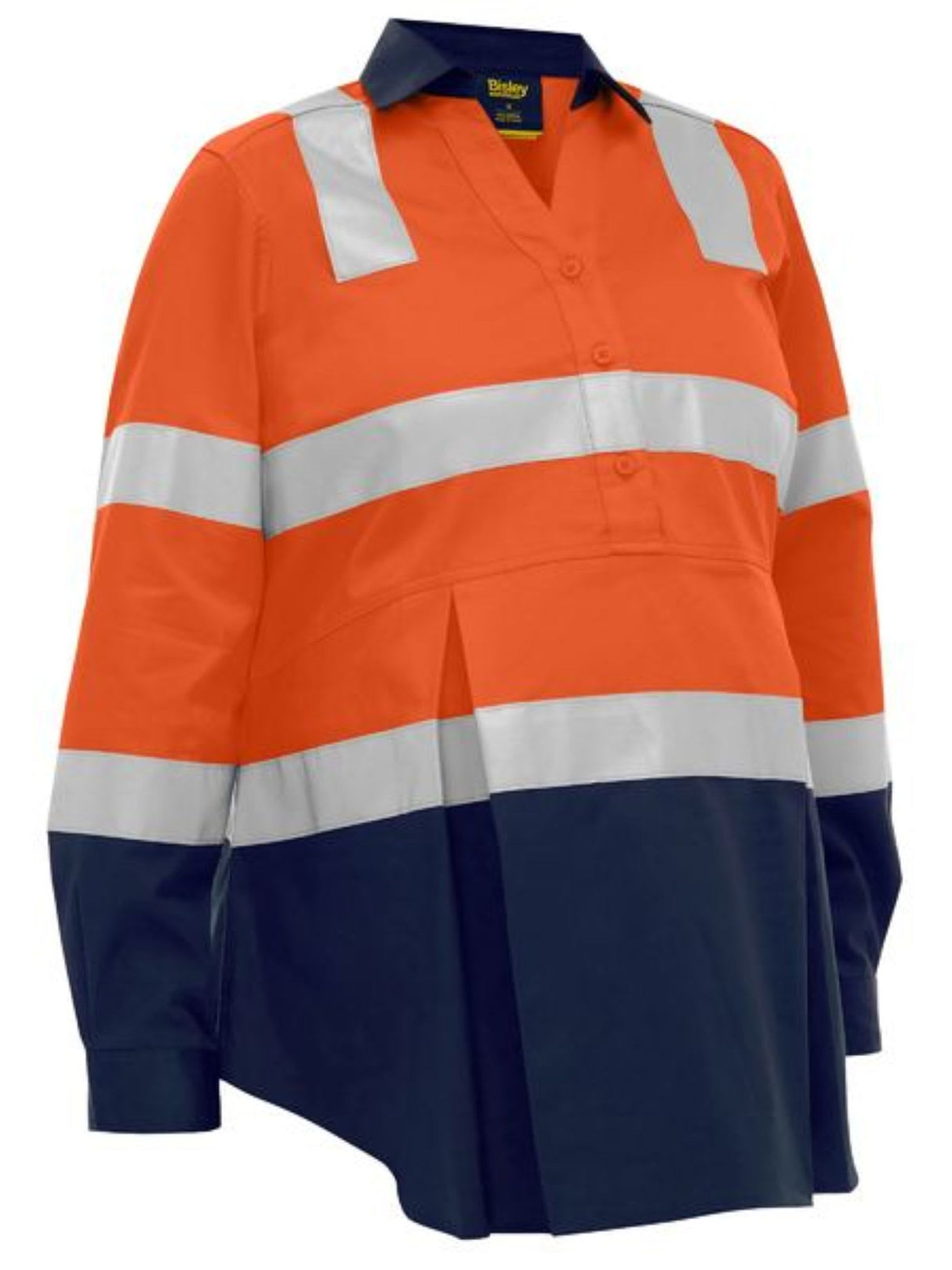 Bisley Taped Closed Maternity Shirt, BLM6660T (Each) - Orange/Navy - 14
