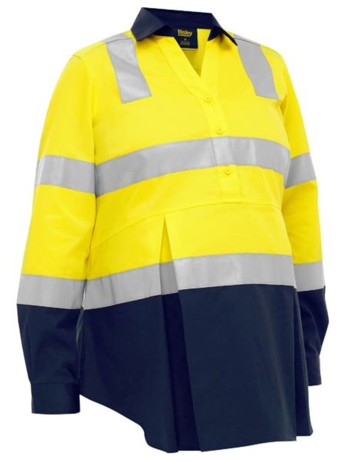Bisley Taped Closed Maternity Shirt, BLM6660T (Each) - Yellow/Navy - 14