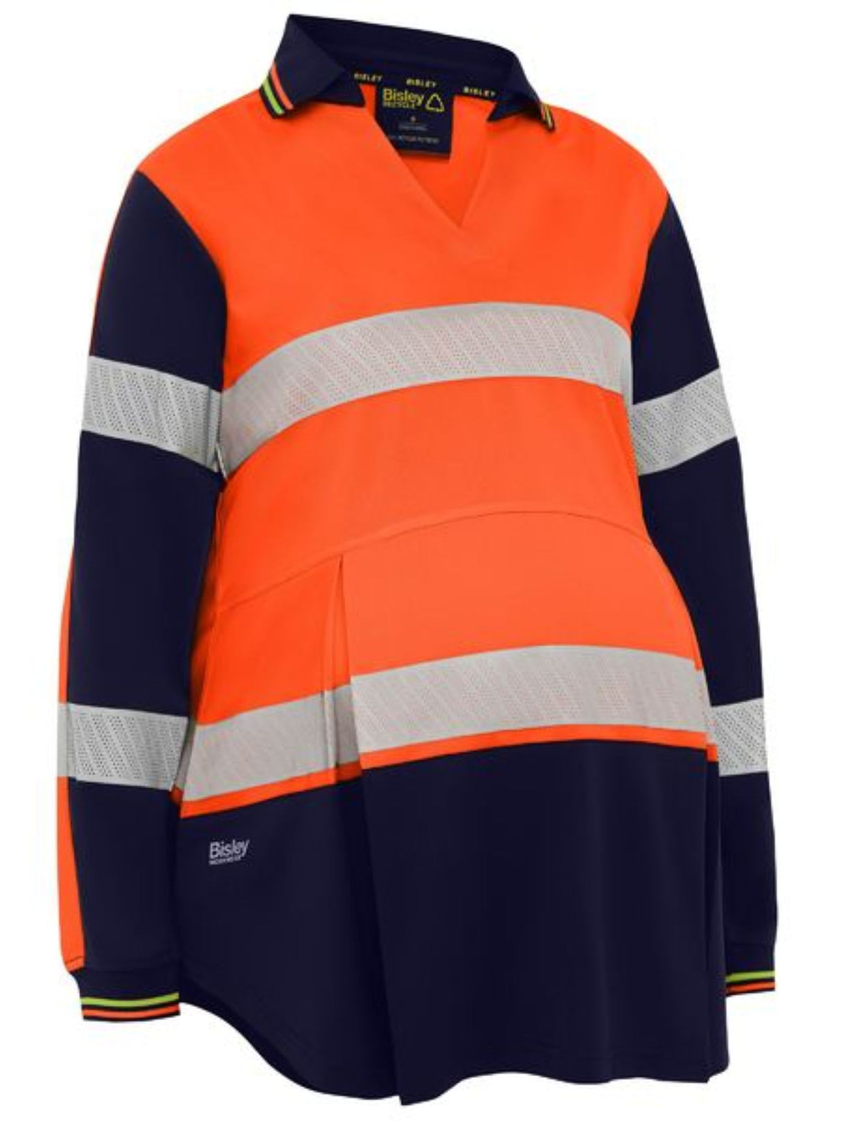Bisley Women's Taped Maternity Polo, BKLM6225T (Each) - Orange/Navy - 24