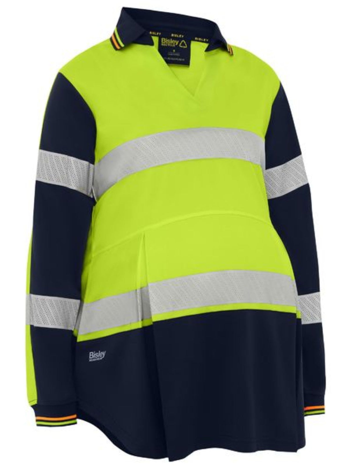 Bisley Women's Taped Maternity Polo, BKLM6225T (Each) - Yellow/Navy - 14