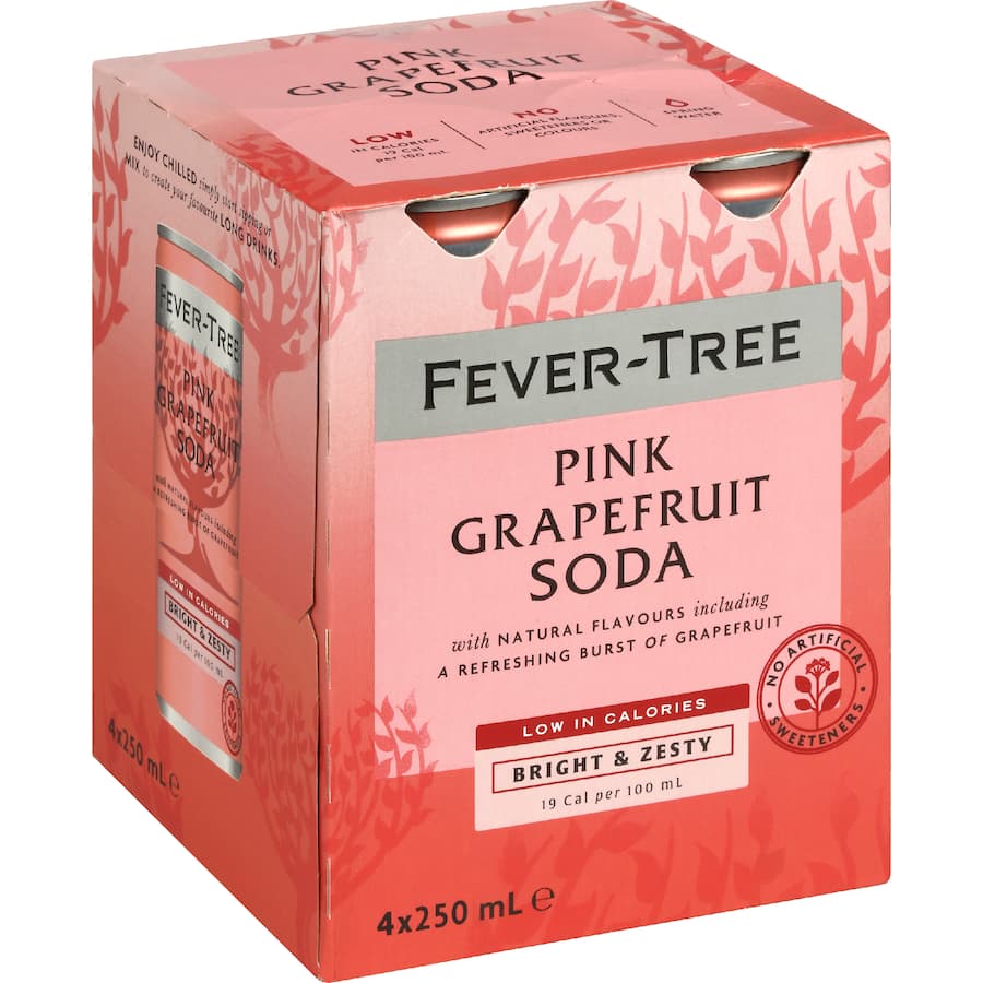 Fever Tree Soda Pink Grapefruit 250ml cans 4pack
