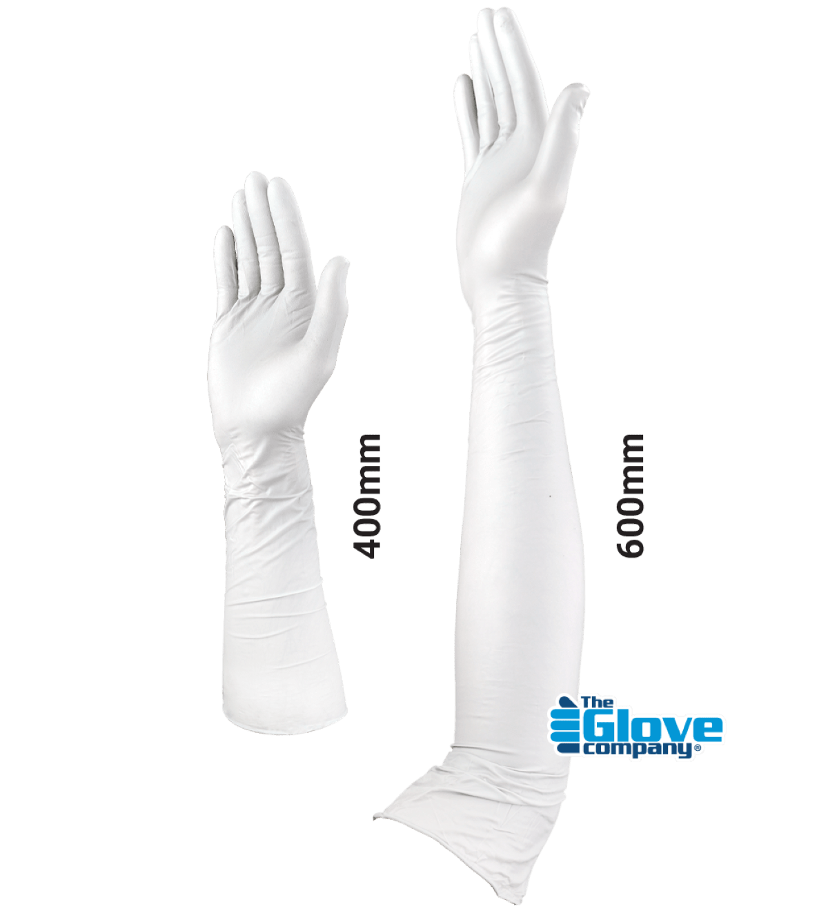 TGC Xtra Long Nitrile Gloves Powder Free Grey 400mm, XL (Pack of 40)