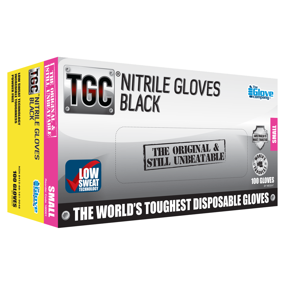 TGC Nitrile Gloves Powder Free Black Small (Pack of 100)