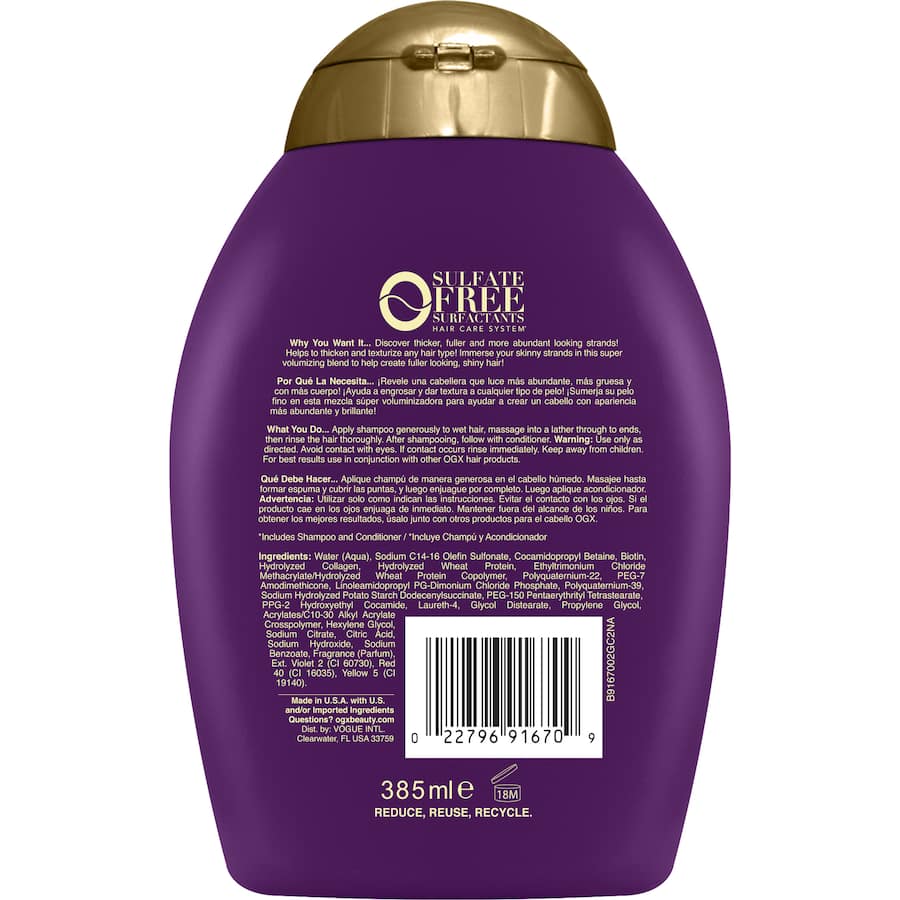 Ogx Thick & Full Shampoo Biotin & Collagen 385mL