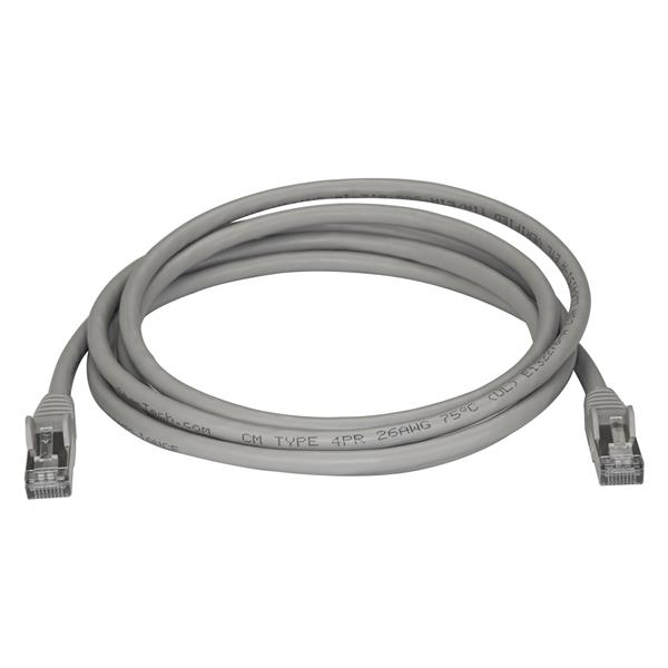 Premium 2m shielded Cat6a Ethernet cable in gray, designed for reliable 10Gbps network performance and reduced interference.