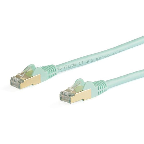5m Aqua CAT6a Ethernet cable with RJ45, 10Gbps speed, pure copper, shielded design for reliable, high-speed networking.
