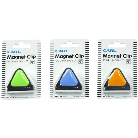 Carl Mc56 Magnetic Clip 45mm in orange, a durable stainless steel clip for organizing papers on magnetic surfaces.