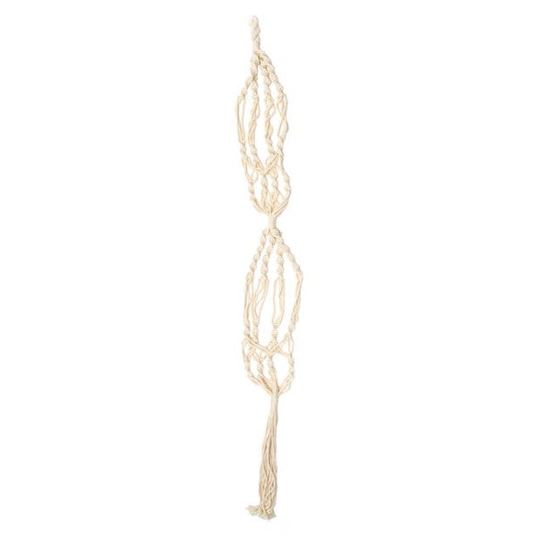 Macrame Hanging Double Pot Holder Twist White