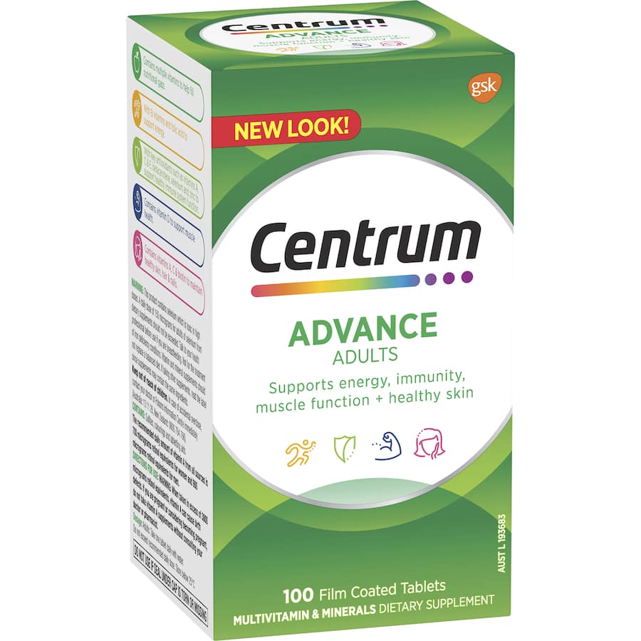 Centrum Advance Adults Daily Multivitamin Supplement Tablets 100pack