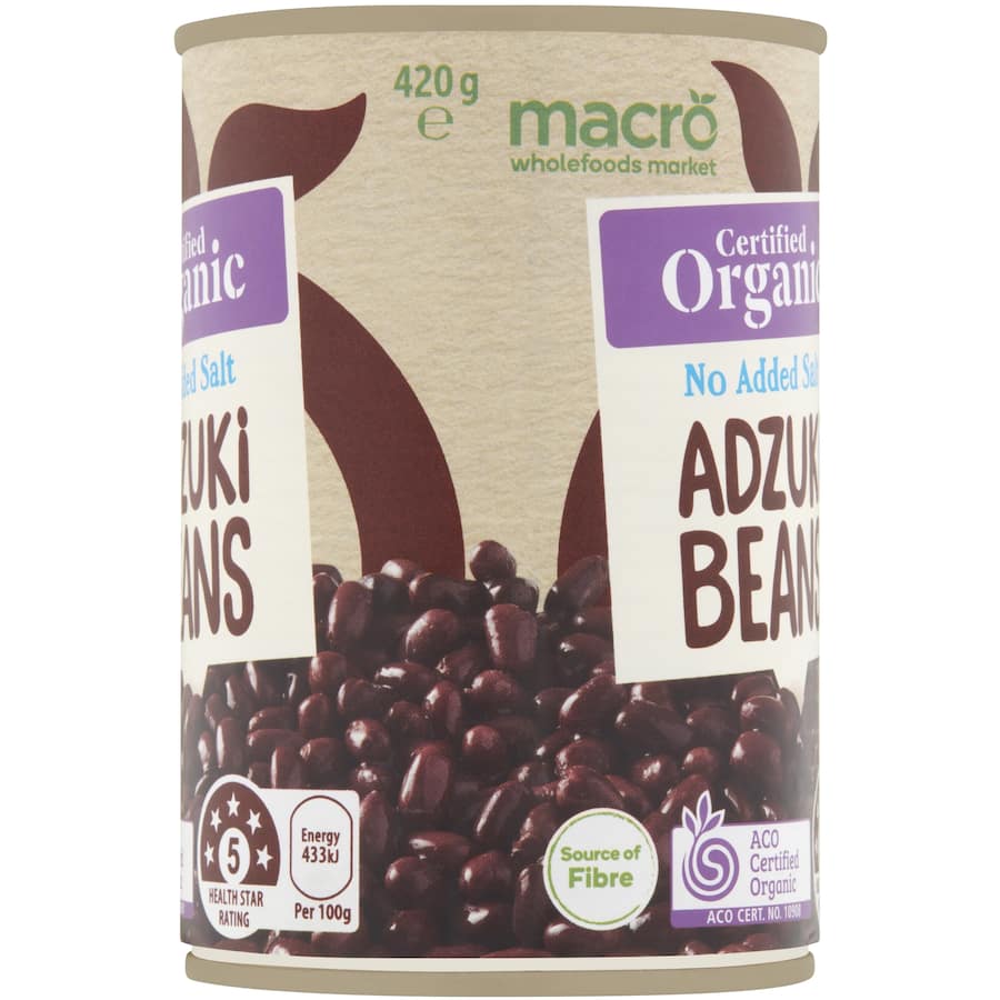 Macro Organic Beans Adsuki No Added Salt Can 420g