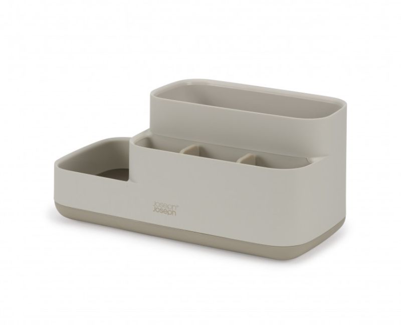 Joseph Joseph EasyStore Bathroom Caddy in Ecru, compact and stylish, organizes grooming essentials with non-slip base.