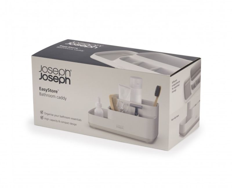 Joseph Joseph EasyStore Bathroom Caddy in Ecru, designed for stylish organization of grooming essentials with a non-slip base.
