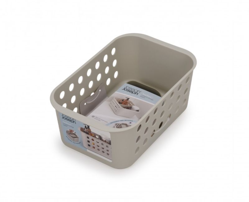 Joseph Joseph EasyStore Bathroom Storage Basket for organizing grooming essentials with ventilated sides and moveable tray.