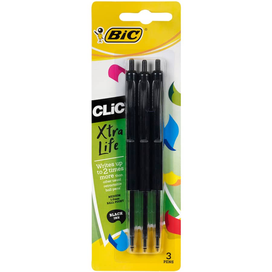 Bic Clic Pens Black 3pack