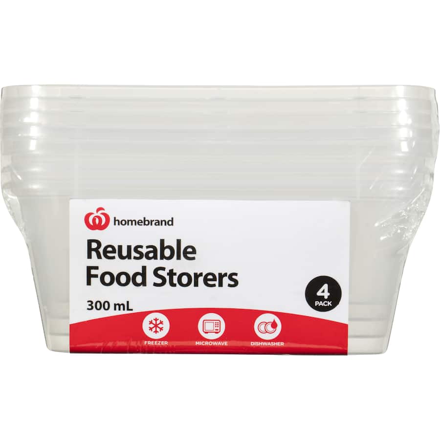Essentials Container Rectangle Reusable 300ml 4pack