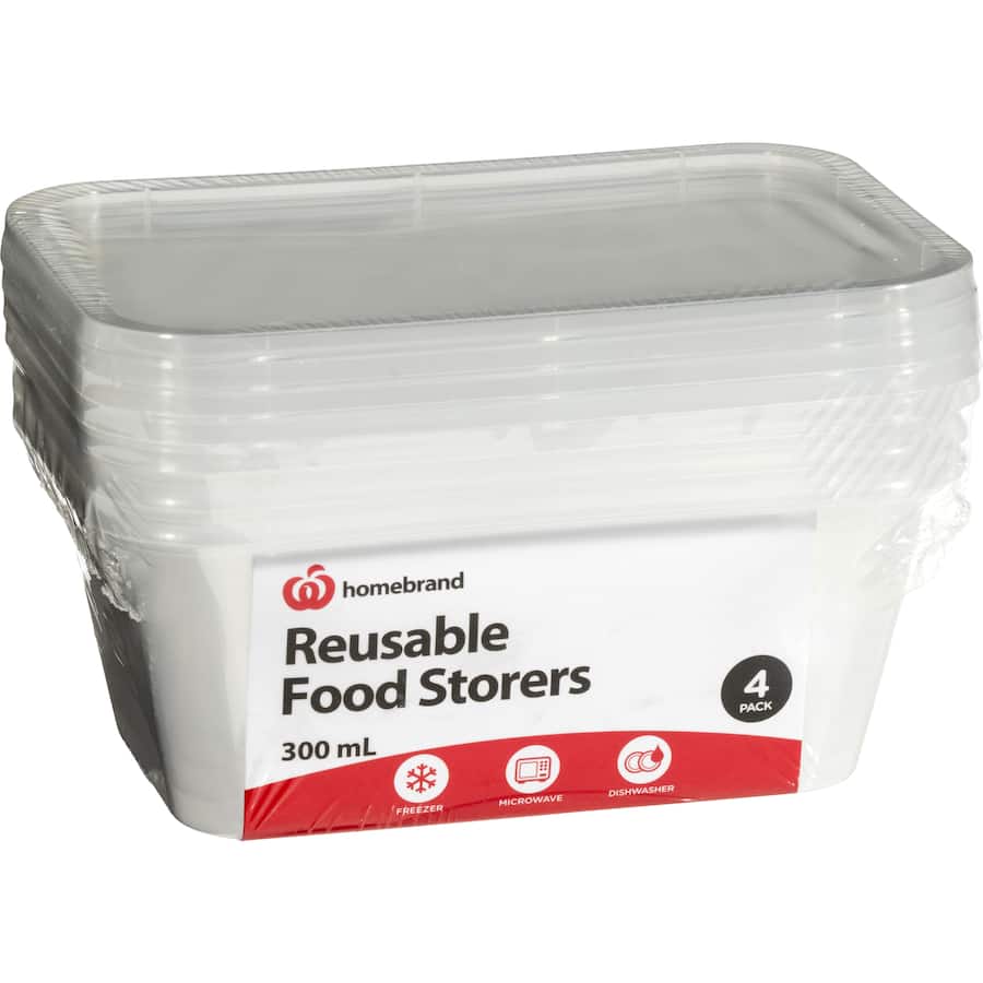 Essentials Container Rectangle Reusable 300ml 4pack