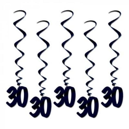 30 Birthday Black Hanging Decoration Whirls