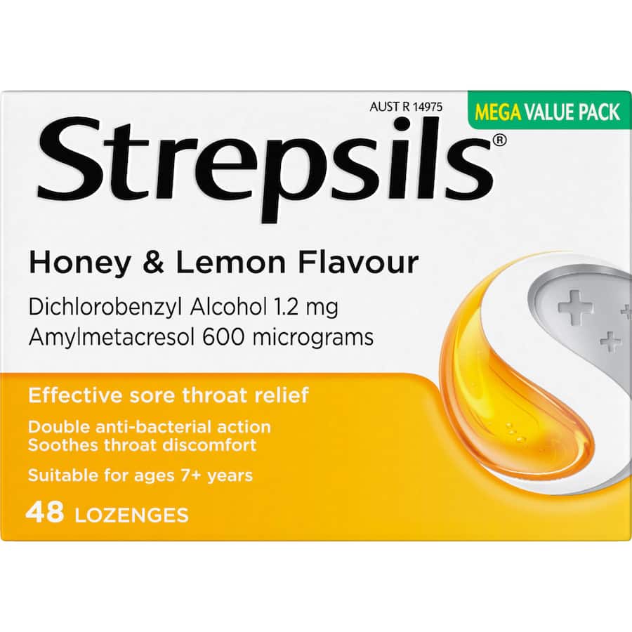 Strepsils Cough Throat Lozenges Soothing Relief Honey & Lemon 48pack