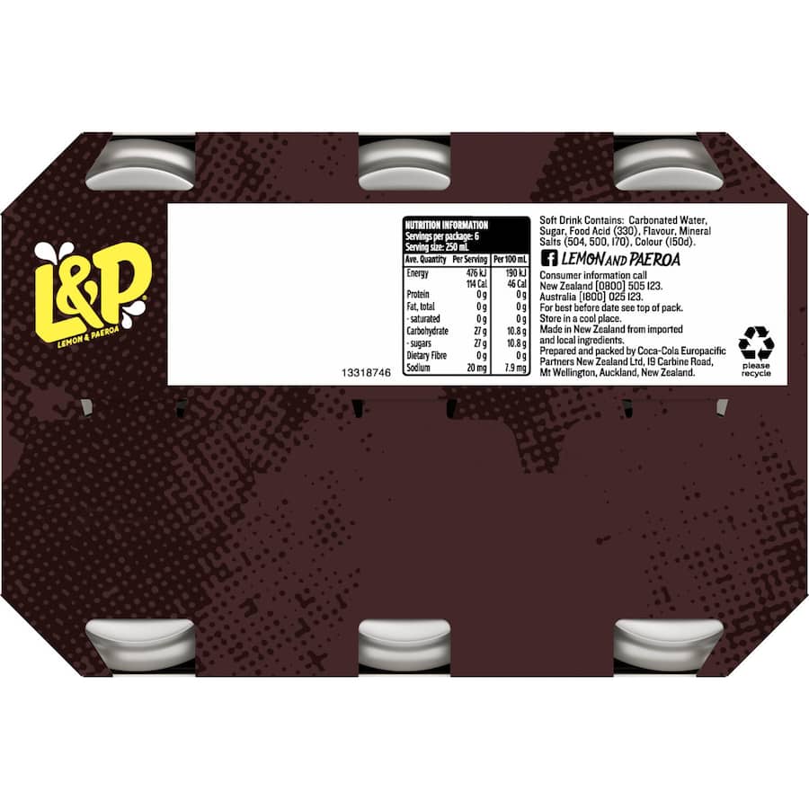 L & P Soft Drink  250ml cans 6pack