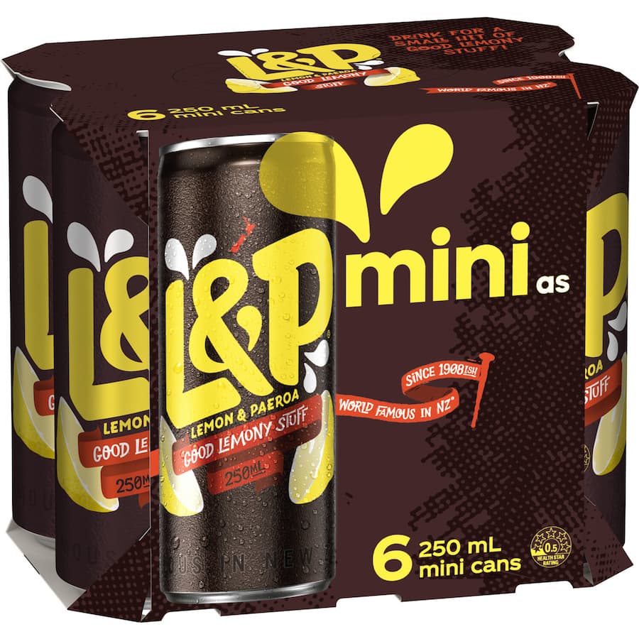 L & P Soft Drink  250ml cans 6pack