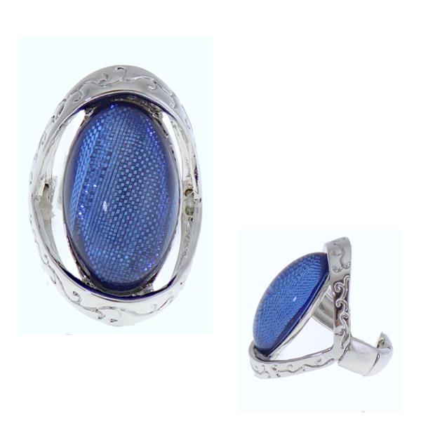 Ring - Oval w/ Slv Surround Blue