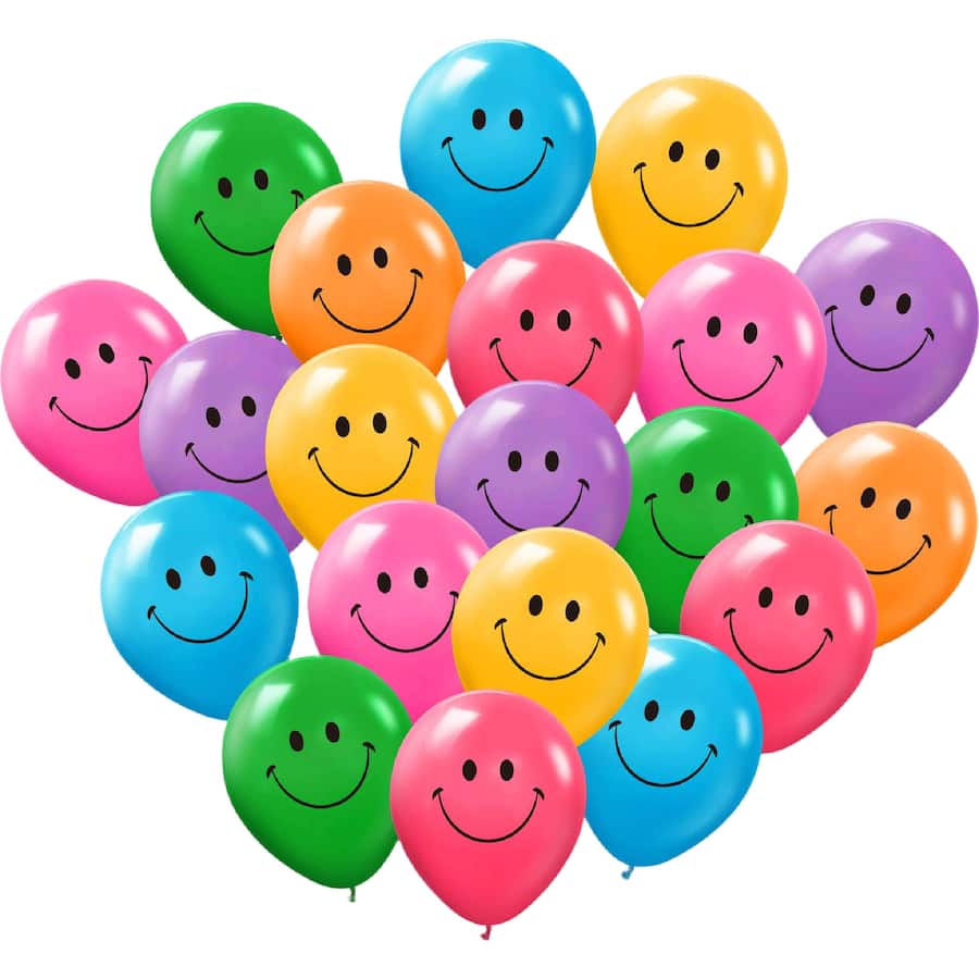 Whiz Pop Bang Balloons Smile Face 20pack
