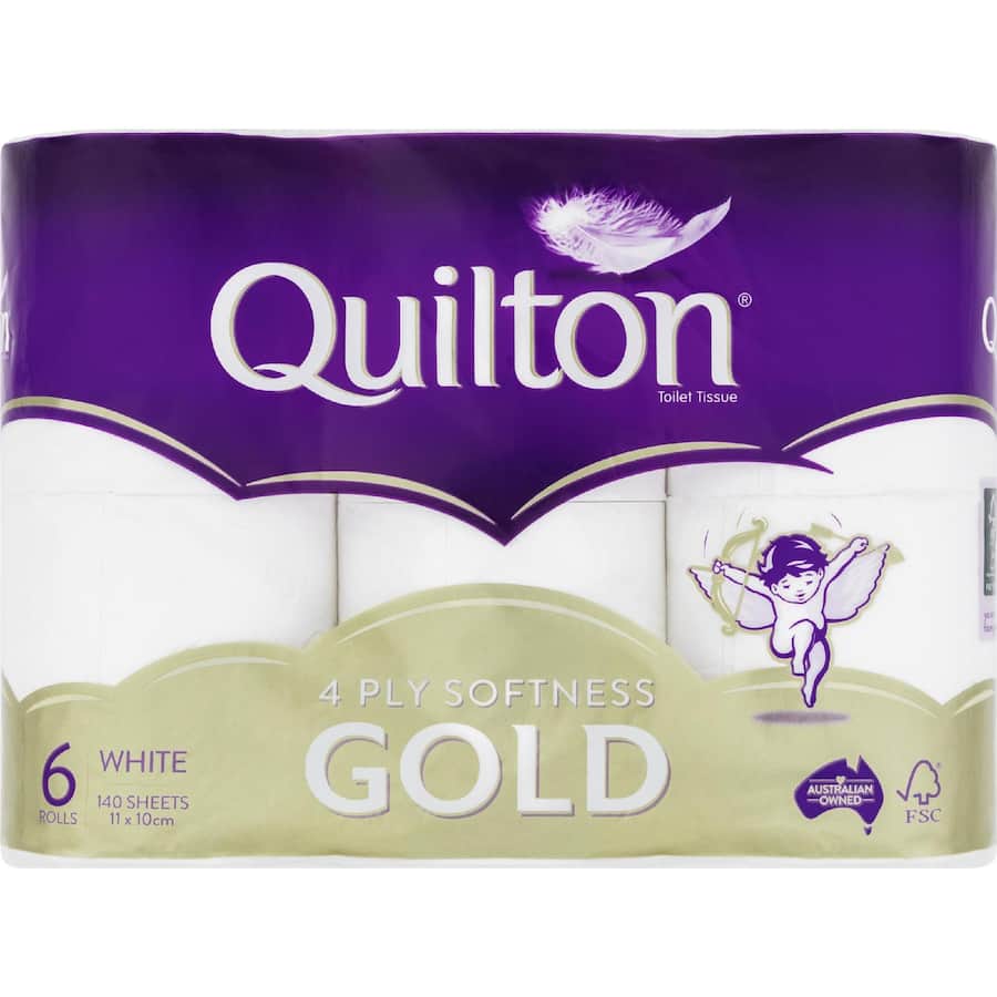 Quilton Gold Toilet Paper 4 Ply White 6pack