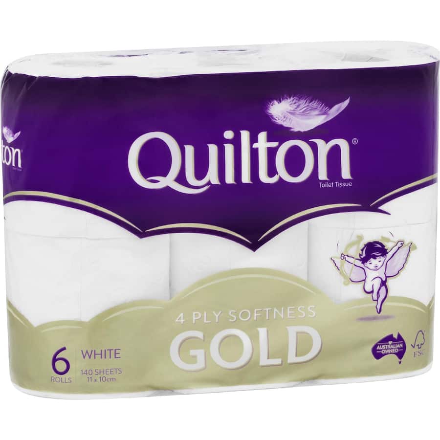 Quilton Gold Toilet Paper 4 Ply White 6pack