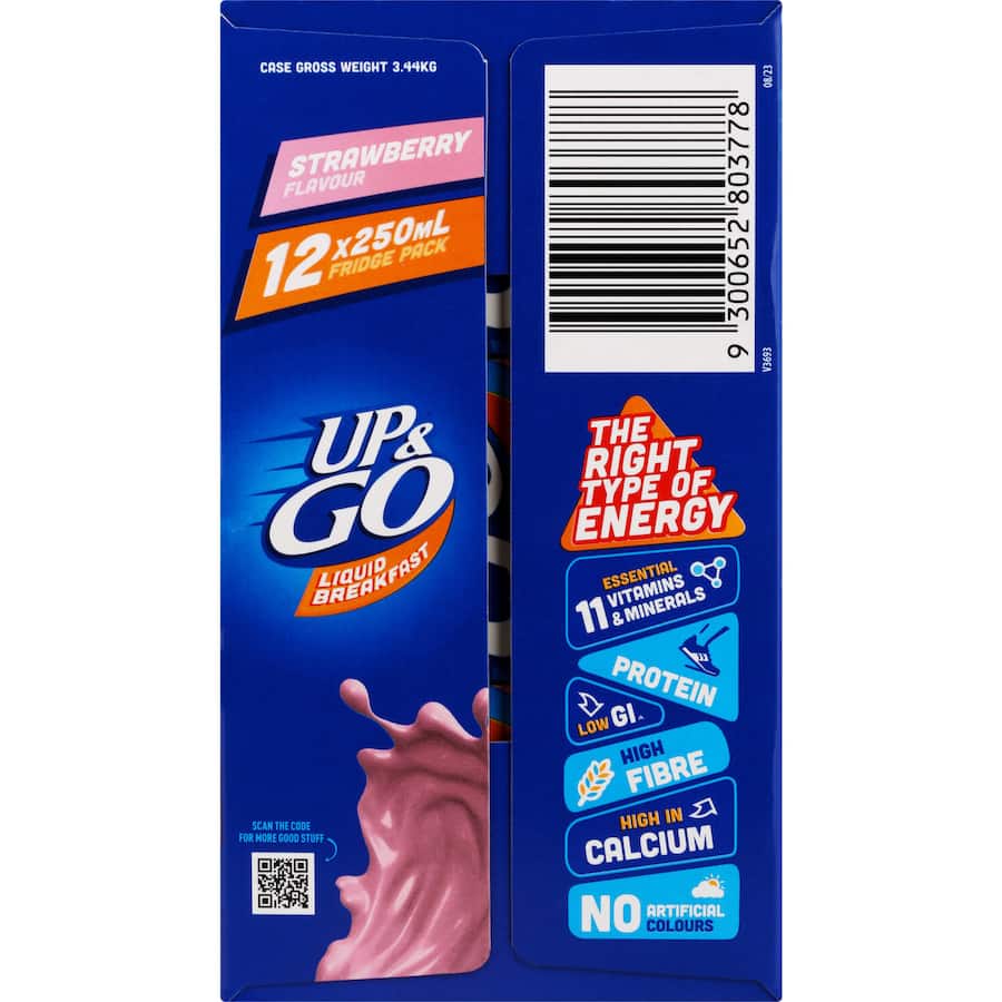 Sanitarium Up & Go Liquid Breakfast Strawberry 250ml uht packs 12pack