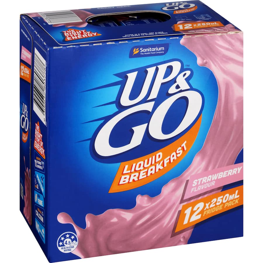 Sanitarium Up & Go Liquid Breakfast Strawberry 250ml uht packs 12pack