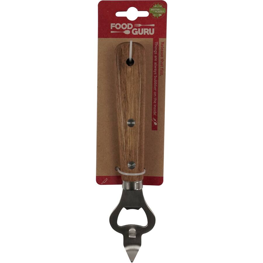 Food Guru Bottle Opener With Acacia Handle