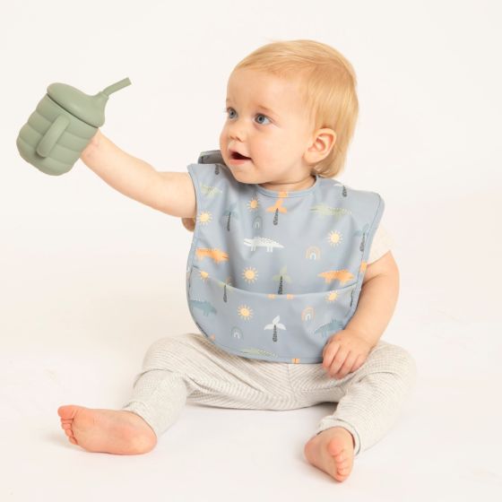 Recycled Pouch Bib - Trucks - All4Ella
