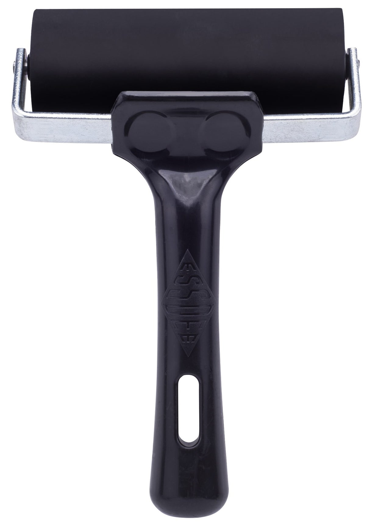 DELUXE LINO ROLLER 100mm with ergonomic black handle, high ink capacity, and smooth rolling surface for professional prints.