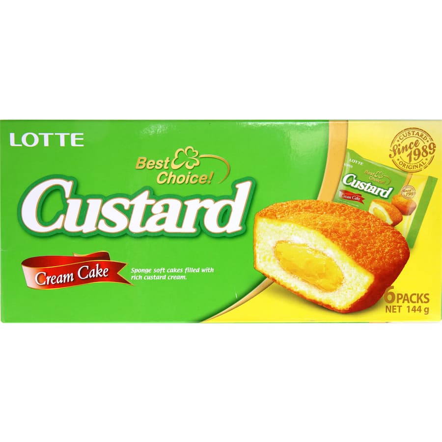 Lotte Cream Cake Custard 6 pack 144g
