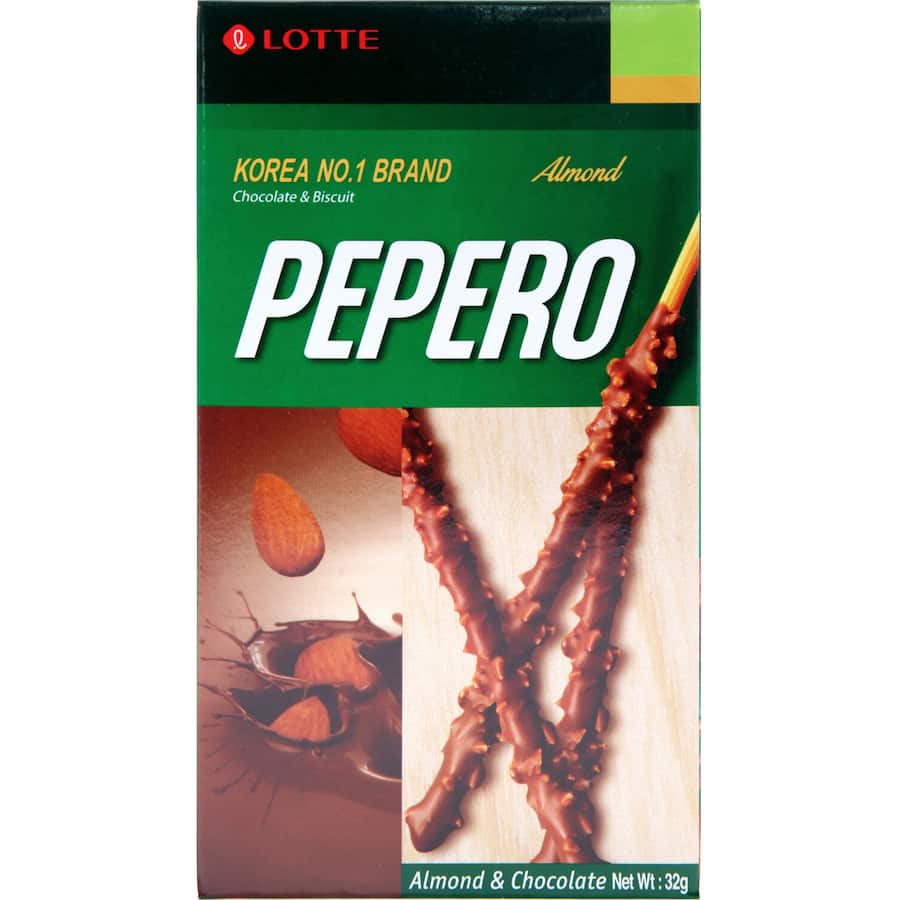 Lotte Biscuit Sticks Pepero Almond Chocolate Coated Box 32g