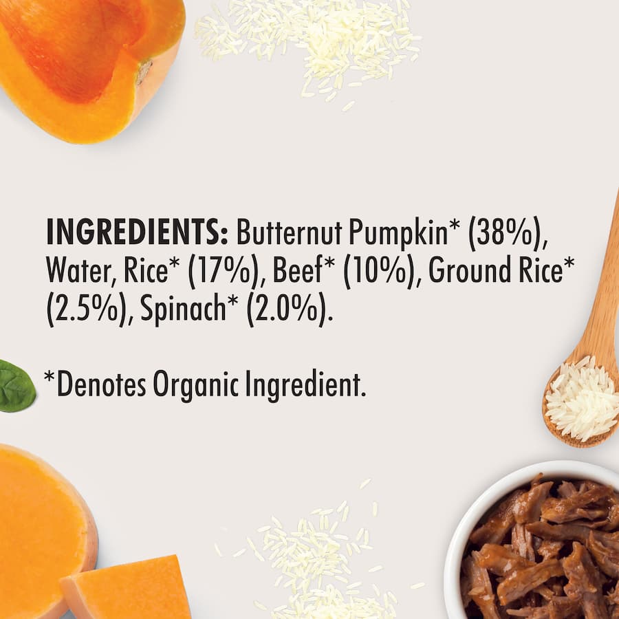 Wattie's Organic Baby Food 6+ Months Beef Pumpkin Rice Spinach Pouch 120g