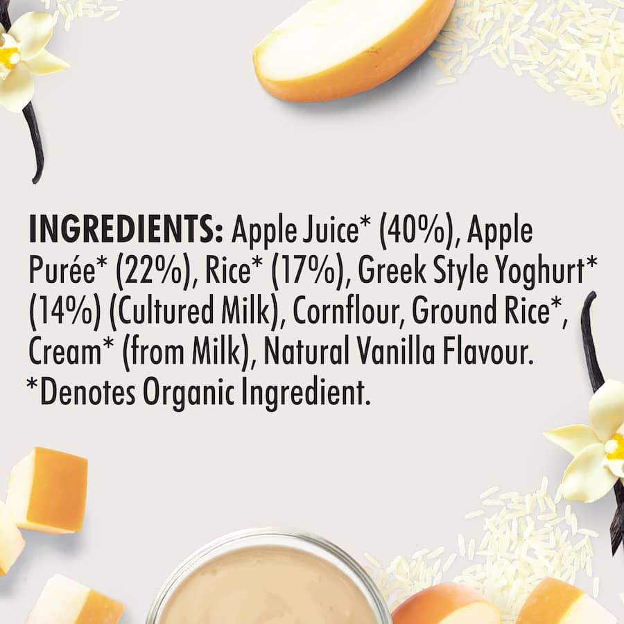 Wattie's Organic Baby Food 6+ Months Vanilla Apple Rice Pudding 120g