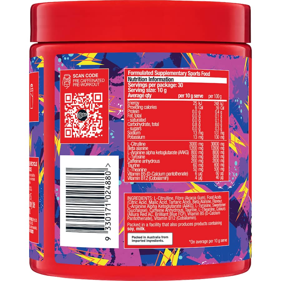 Bsc Pre Workout Powder Pre Caffeinated Grape Ice Pop 300g
