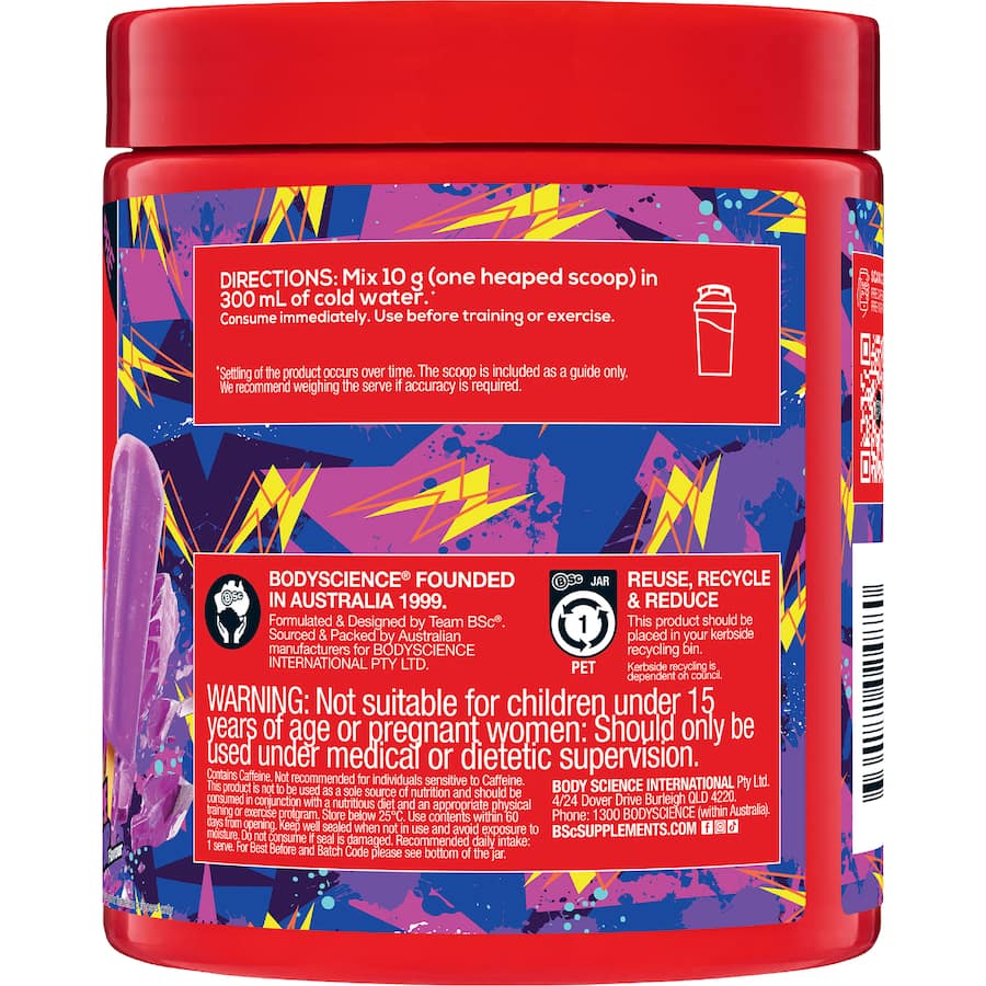Bsc Pre Workout Powder Pre Caffeinated Grape Ice Pop 300g