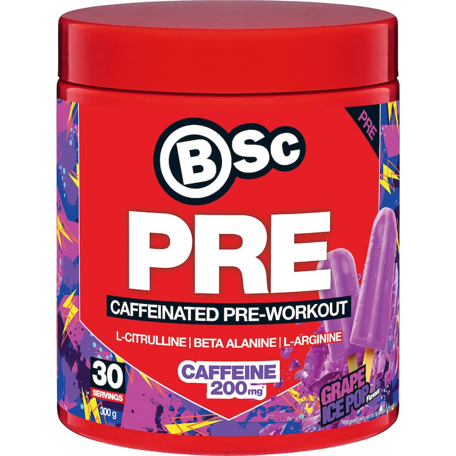 Bsc Pre Workout Powder Pre Caffeinated Grape Ice Pop 300g