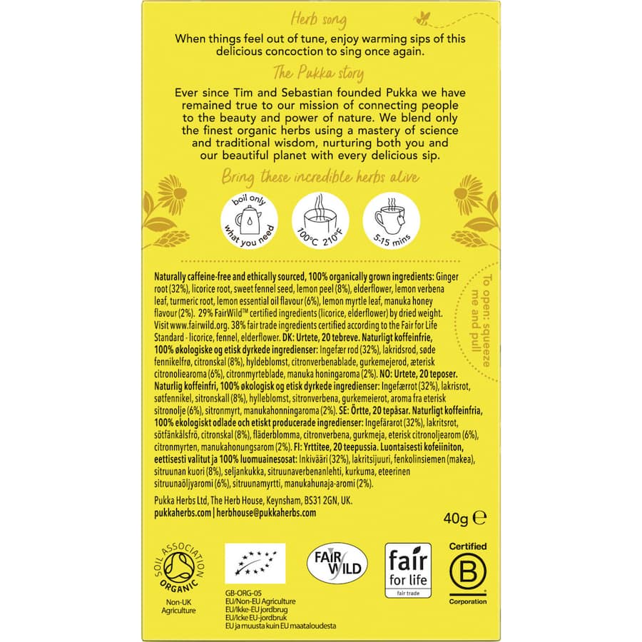Pukka Herbal Tea Lemon, Ginger & Manuka Honey 20pack