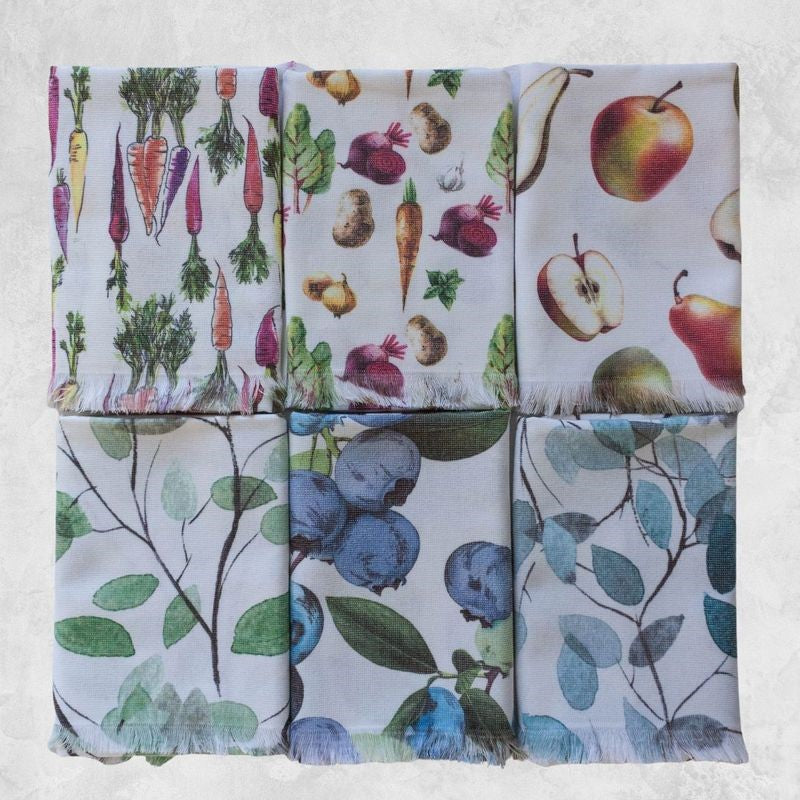 Printed Kitchen Towel - Blue Leaves - BAKSANA